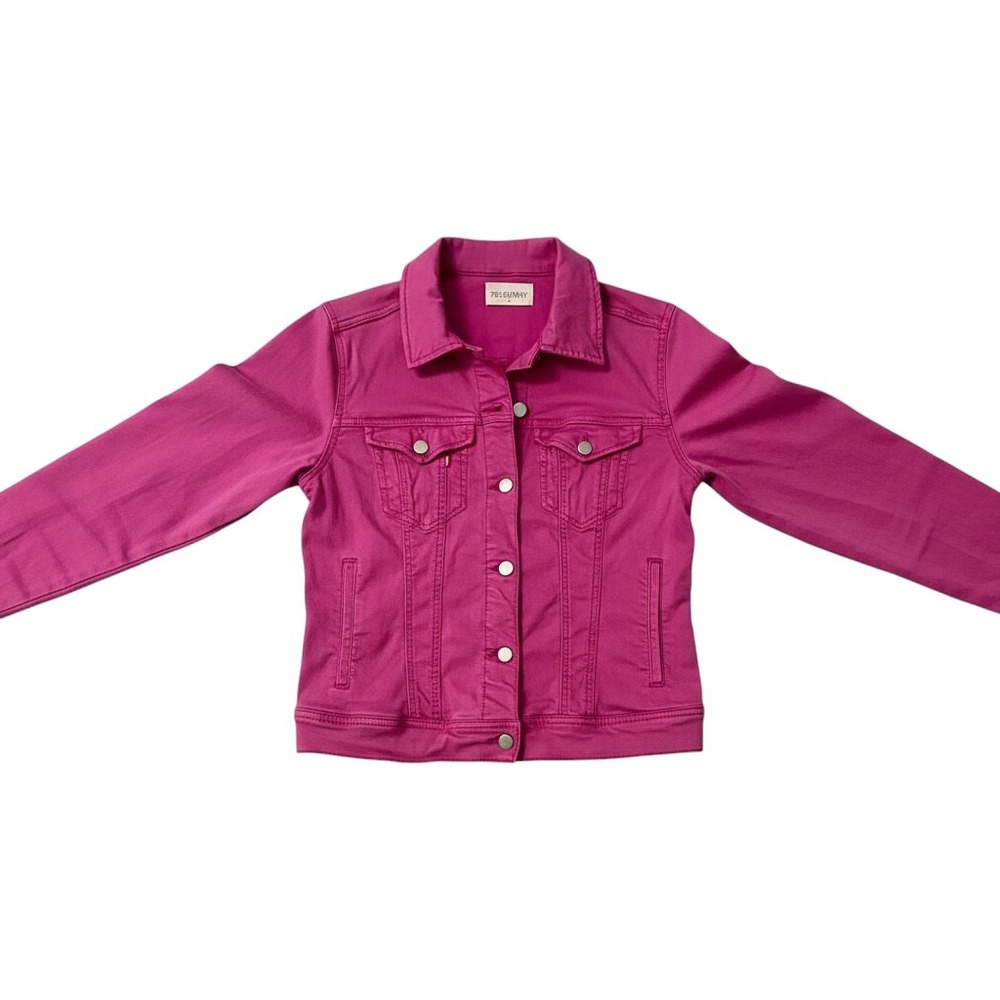 78&Sunny Pink Denim Trucker Jacket Womens Medium Fuchsia Button Up Casual